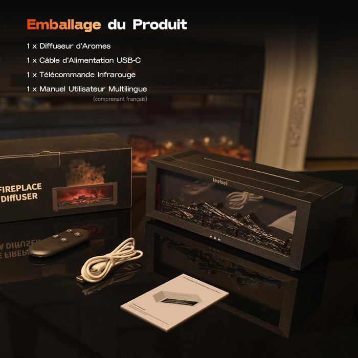 Diffuseur D'Arômes avec Effet Flamme, Humidificateur d'air, Timer