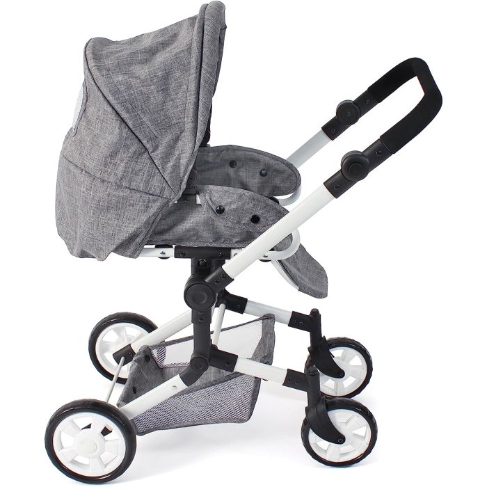 Yolo Poussette Combinée 2 En 1 - Gris Jean - Siège Sport + Nacelle - Pour Poupées 52 Cm - Dès 4 Ans