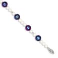 2 rangées 7-8 Mm Noir Blanc Perle Bracelet Boucles d/'oreilles Set 7.5/" AAA +