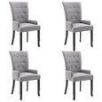 [Style Campagne] 24850 Lot de 4 Chaises à dîner - Chaise à dîner - Chaise de salle à manger avec accoudoirs - Gris clair Tissu-0