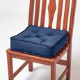 Galette de chaise coussin rehausseur en coton Bleu marine, 40 x 40 x 10 cm-0