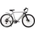 Vélo électrique 28'' -  Velair - Shimano 6 vitesses - Freins à disques - Autonomie 40 km - Cadre aluminium - Argent-0
