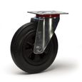 Roulette caoutchouc noir pivotante diamètre 125 mm fixation à platine-0