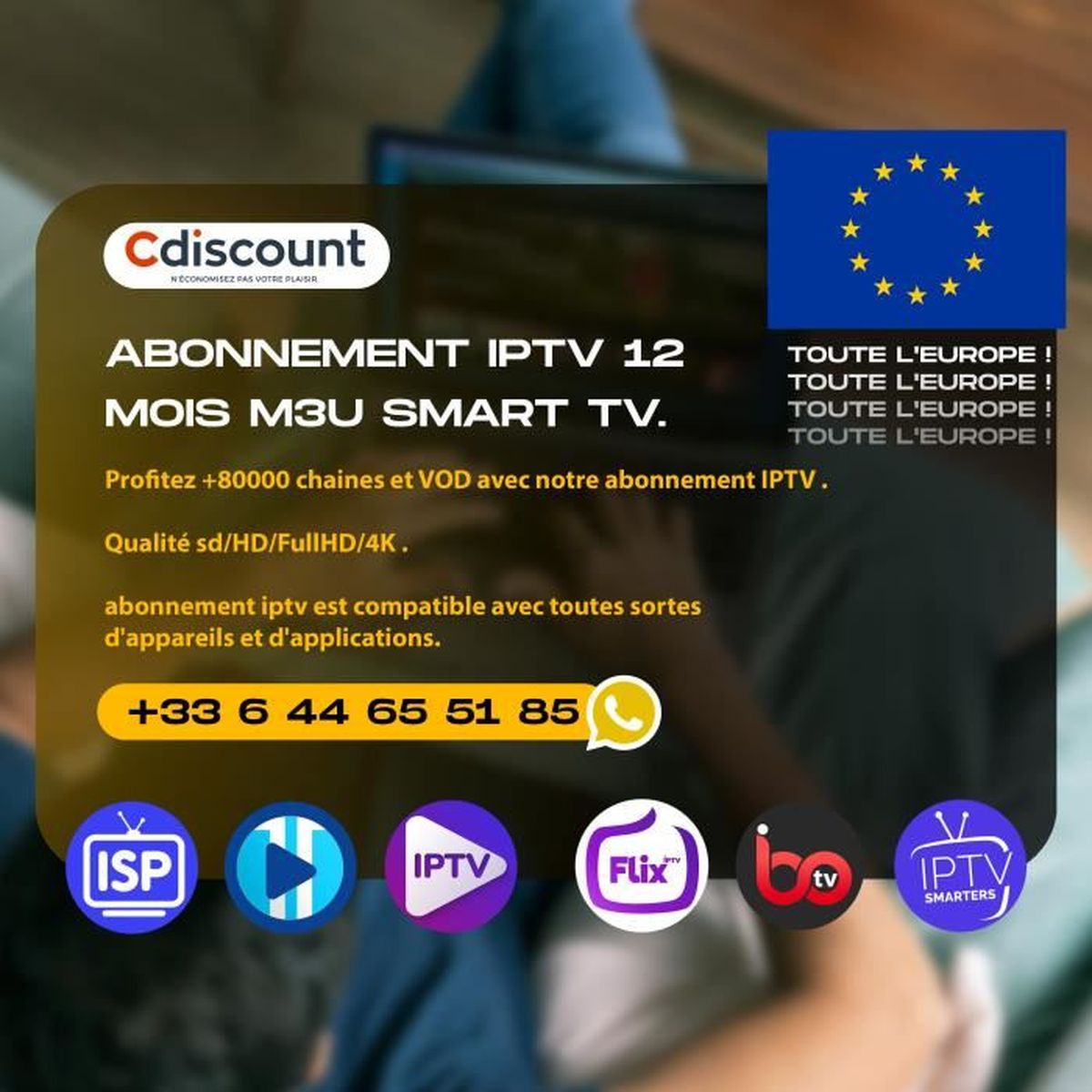 Abonnement IPTV Premuim 12 mois m3u smart TV XX Cdiscount TV Son Photo