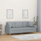vidaXL Canapé 3 places avec oreillers gris clair 180 cm tissu 3200917