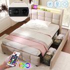 Lit simple - JAERLIUB - 90x200cm - Recharge USB - Éclairage LED - 2 tiroirs