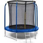Klarfit Jumpstarter Trampoline de jardin Ø 2,5m - Filet de sécurité - Surface de saut 1,95 m - Charge 120kg max. - Acier – Bleu