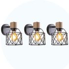 WOTTES UNI 3PCS Applique Murale Intérieur Vintage Industrielle en Bois Eclairage Mural avec Interrupteur Noir