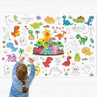 Poster en papier à colorier, Nappe à colorier pour enfants - 128 x 86cm, Poster à colorier dinosaure géant