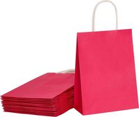 25 x Sacs Kraft Couleur rose avec Poignées 22x10x32cm / Sacs cadeaux avec anses