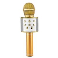 Or - Microphone professionnel à condensateur USB sans fil WS 858, karaoké, bluetooth, support, radio, studio
