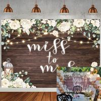 Toile de fond « Miss to Mrs »pour douche nuptiale rustique fleur blanche fond bois fleur mur mariage décoration fiançailles fê[499]