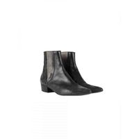 Boots Femme - INTROPIA - Cuir métallisé - Noir - Fermeture élastique