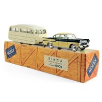Miniatures montées - Simca Chambord Vedette jaune & noir avec caravane Hénon 1958 1/43 Norev
