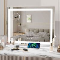 Miroir Hollywood FENCHILIN 58x46 Cm – Lumière RGB Tactile + 3 Températures – Miroir Maquillage LED Intelligent Mural Ou Table