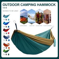 Hamac de Camping en Nylon 270x140CM,Double hamac Portable, lit-balançoire d'arbre suspendu pour jardin, randonnée,voyage -Vert foncé