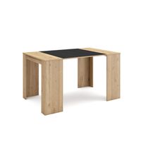 Skraut Home - Table console extensible  - RF2612 - Chêne et noir - Pour 6 personnes