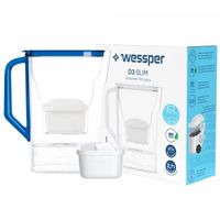 Carafe filtrante pour réfrigérateur Wessper D3 Slim Aquamax bleu 2,7L + 1 cartouche filtrante Aquamax