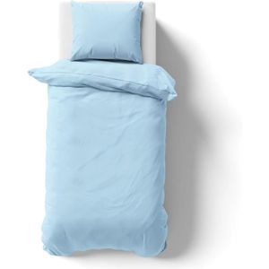 HOUSSE DE COUETTE SEULE Housse de couette Mako Satin 100% coton - Bleu Clair - 155x220 cm - Parure de lit avec taie d'oreiller