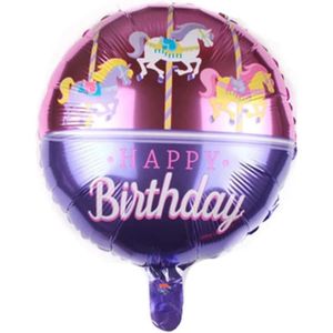 BALLON DÉCORATIF  Ballon D'Anniversaire « Happy Birthday » - En Aluminium - Motif Carrousel - Violet - Pour Anniversaire De Fille Et Garçon - [n13497]