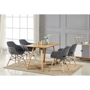 Table A Manger Effet Chene Dallas 4 Chaises Gris Fonce En Tissu