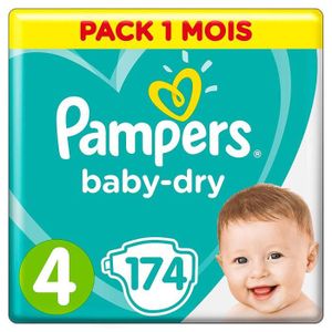 COUCHE Couches Pampers Baby Dry Taille 4 - Pack 1 mois (174 couches)
