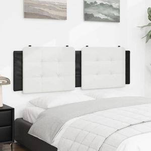 TÊTE DE LIT Coussin de tête de lit blanc et noir 160 cm simili