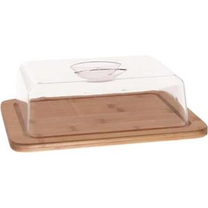 Id/éal pour Conserver la fra/îcheur de Vos fromages Fromage Rond avec Couvercle en Verre Bo/îte /à Fromage en Bois de Bambou Diam/ètre /Ø 25 cm