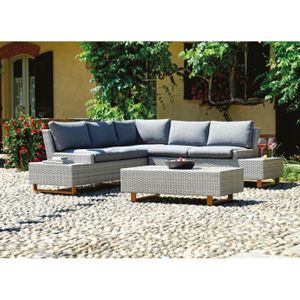 Salon De Jardin En Aluminium Blanc Et Osier Coloris Gris Chine