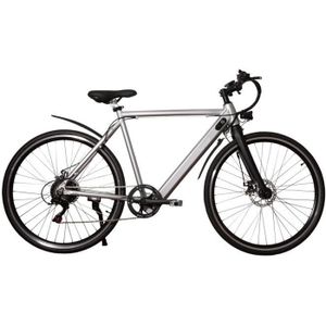 VÉLO ASSISTANCE ÉLEC Vélo électrique 28'' -  Velair - Shimano 6 vitesses - Freins à disques - Autonomie 40 km - Cadre aluminium - Argent