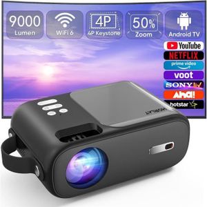 Vidéoprojecteur Mini Vidéoprojecteur, Wifi Bluetooth 5G, 9000 Lumens, Hd 720P, Portable, Avec Correction Trapézoïdale ± 15°Projecteur Andro[J1110]