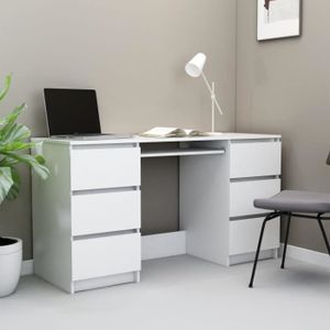 casa Bureau 120x50x72cm Gris Bureau avec tiroirs table de PC étagère En 