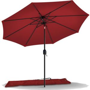 PARASOL Parasol inclinable VOUNOT - Rouge - 270 x 240 cm - Toile anti-UV - Housse de protection