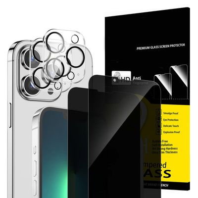 SPARIN 4 Pièces Protection Objectif Caméra IPhone 13 Pro / 13 Pro Max - Verre Trempé HD Noir