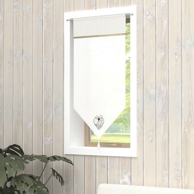 Rideau Brise-Bise Enrouleur Lin Brodé 45x60cm - Voilage French Style Pour Cuisine Salle De Bain