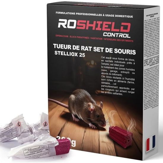 Odi Roshield Roshield Stelliox 12 Blocs de Poison Appât Tueur de Rats et de Souris à ...