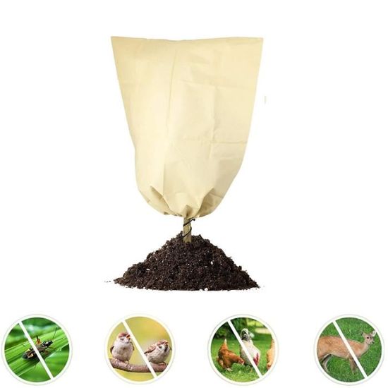 Housse De Protection Hivernale Pour Plantes En Pot - 65x70 Cm, Tissu Oxford, Avec Cordon Et Fermeture éclair - Contre Gel, Neige, Vent