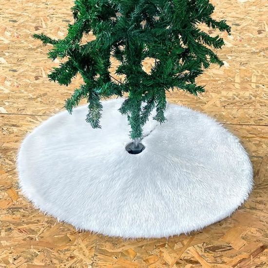 1 pièce de jupe de sapin de Noël blanche décorée de tapis de couverture de pied de sapin de Noël en peluche de 78 cm-BEMSM