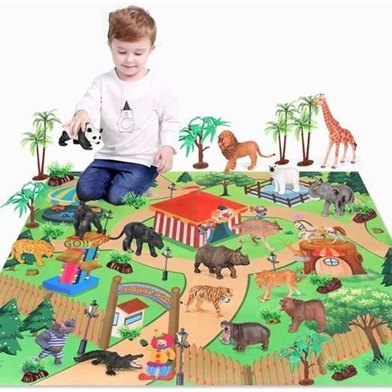 Jouets Animaux, Animaux de la Jungle Réalistes pour Enfants Jouet Garçon  Jouet Fille Jeu éducatif Cadeau Fête,Lot de 64 Figurines en Plastique pour