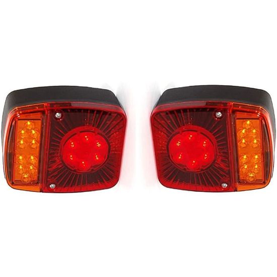 Lot De 2 Feux De Gabarit LED 24V Pour Camion, Camping-car - Rouge/Blanc - 120x90 Mm