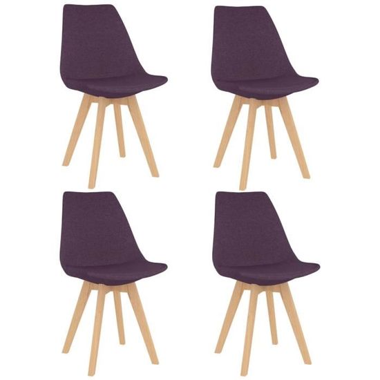 :)22300 GRAND 4 x Chaises de salle à manger ECONOMIQUE - Chaise de cuisine Chaise Scandinave - Violet Tissu