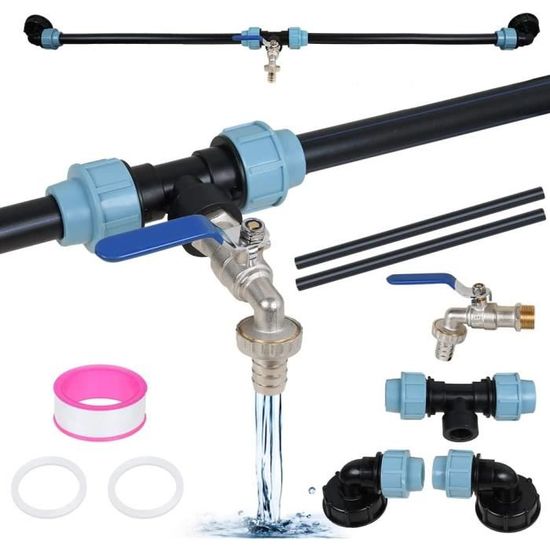 Robinet De Cuve 1000 Litres Robinet D'u00c9coulement Ibc 3-4" Avec Raccord De Tuyau Et Adaptateur Robinet S60x6 Femme