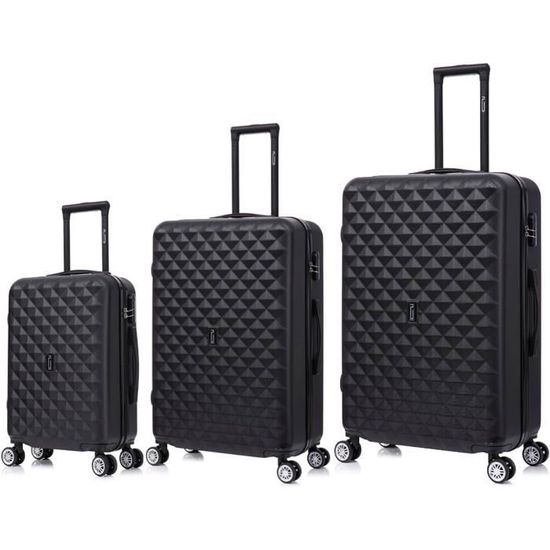 Set De 3 Valises Rigides ABS Avec 4 Roulettes 360° - Taille Cabine, Moyenne Et Grande (55/66/77 Cm) Pour Voyage