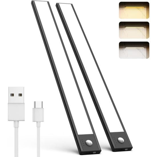 Lampe LED Sous Armoire Rechargeable 35cm - Détecteur De Mouvement, 3 Températures De Couleur, Magnétique - 8
