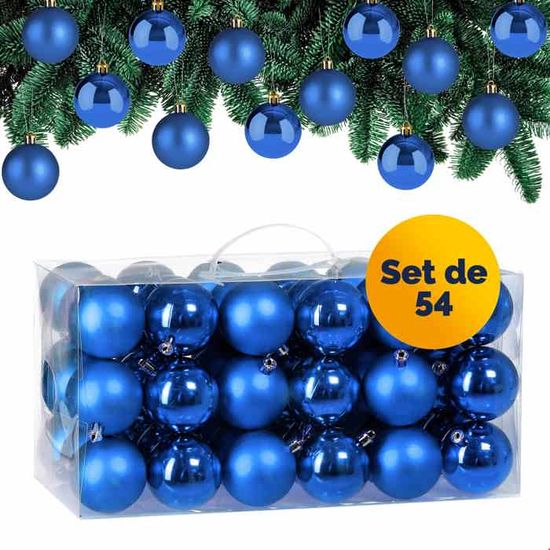 Boules De Noël En Plastique 4cm - Lot De 36 - Incassables, Réutilisables Pour Sapin Intérieur/Extérieur - Bleu Clair