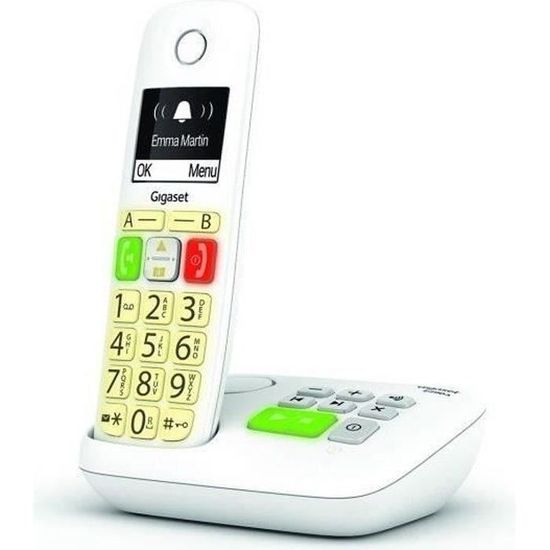 Téléphone Fixe GIGASET E290 A Blanc - Répondeur numérique intégré et touches larges pour un confort maximum