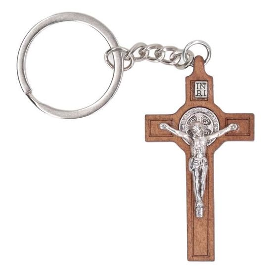 Porte-clés Croix Chrétienne En Métal Argenté – Sobre Et Symbolique