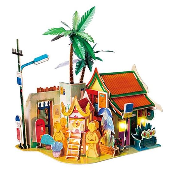 Diy Kit Maison de Poupée Miniature Dollhouse en Bois avec Meubles Cadeau - Style Thaïlandais