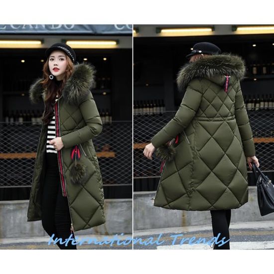 Manteau Hiver Femme Marque Modele Capuche Mince Garder au chaud Vert Cdiscount Pret a Porter