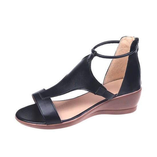 Sandale MARQUE Talon carre leopard Femme Dentelle transparente Sans lacet Noir Cdiscount Chaussures